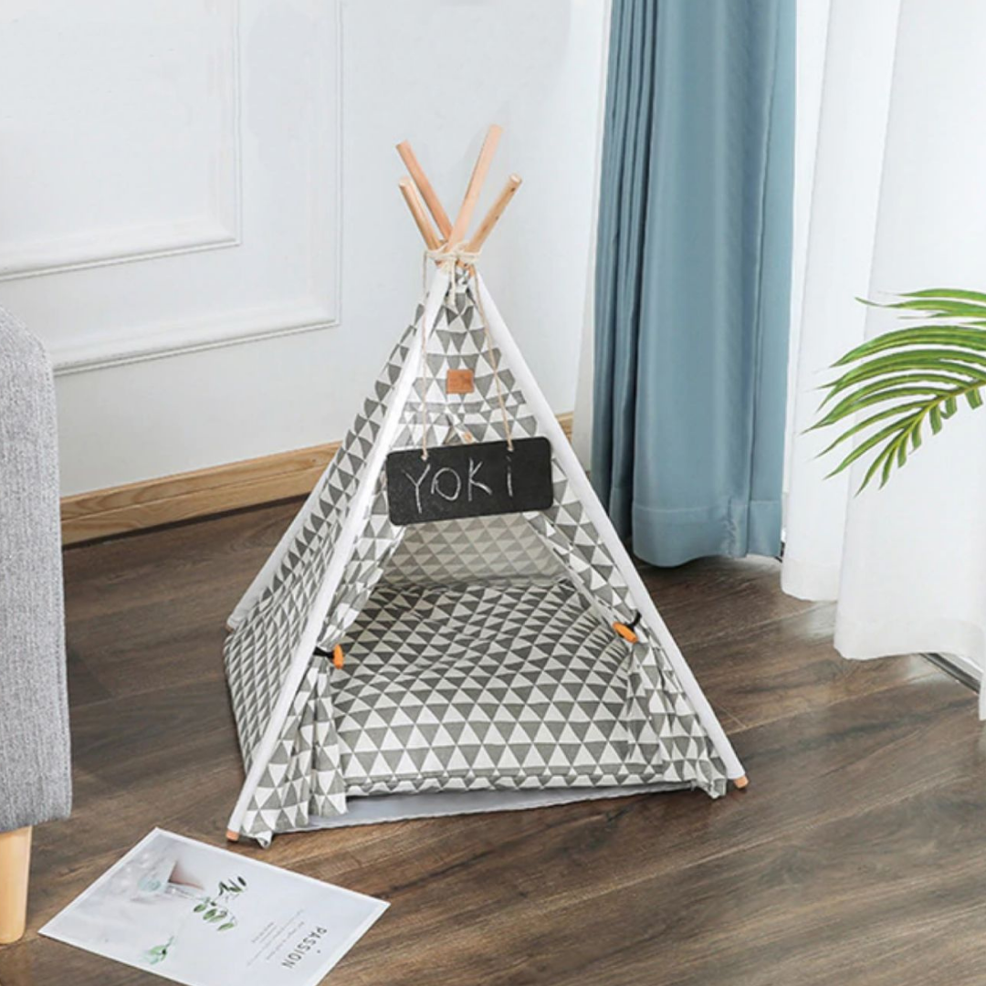 Portable Pop Up Dog / Cat Teepee Bed Tent - Triangles image