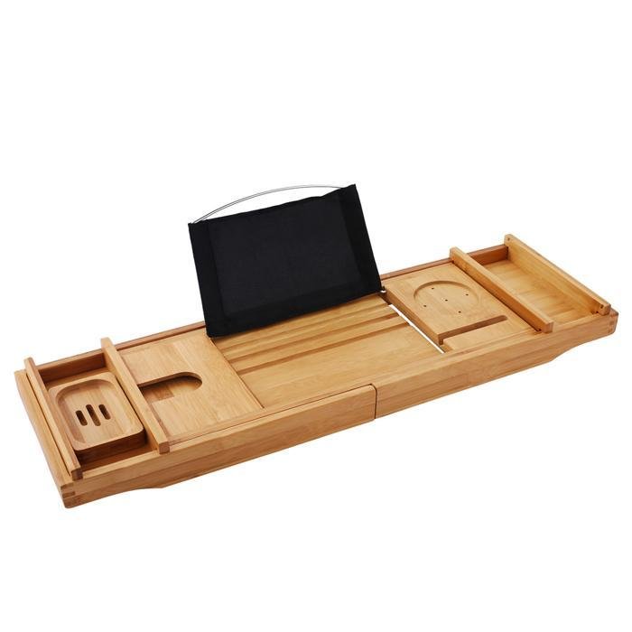 Large Spacious Bamboo Bathtub Caddy Tray image 5