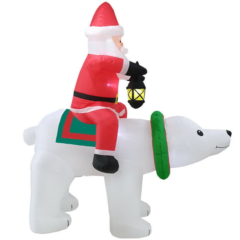 Giant Inflatable Outdoor Christmas Blow Up Santa With Polar Bear 7 Ft image 0