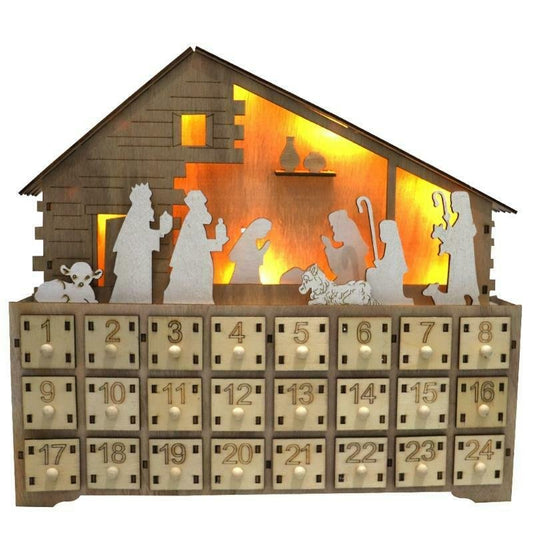 Traditional Wooden Reusable Christmas Nativity Advent Calendar image 0