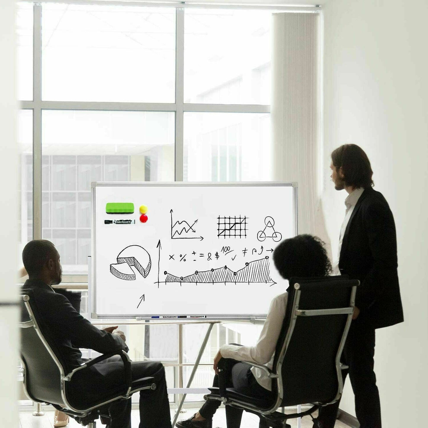 Portable Rolling Magnetic Office Dry Erase Whiteboard image 1