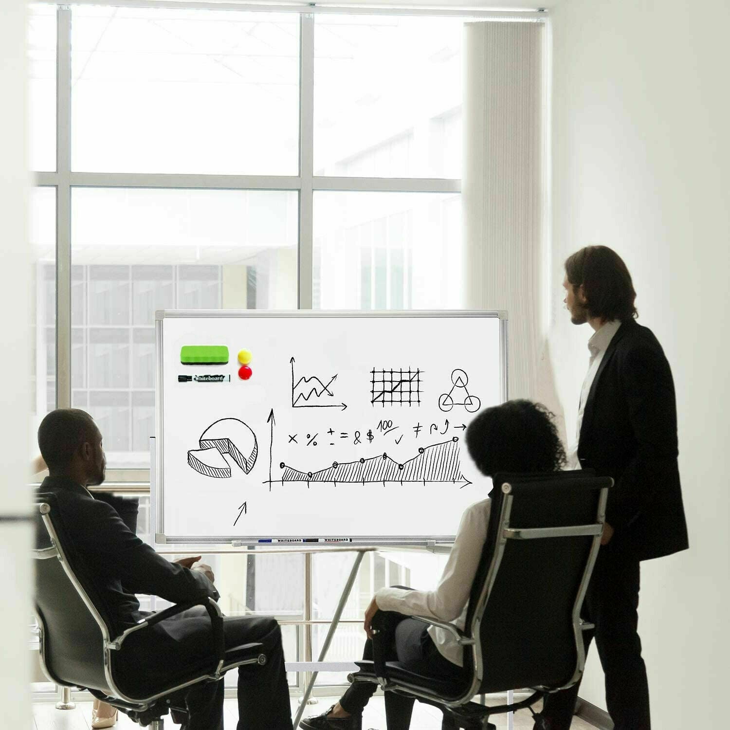 Portable Rolling Magnetic Office Dry Erase Whiteboard image 1