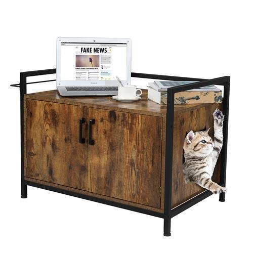 Large Hidden Cat Litter Box Furniture Cabinet Enclosure image 0