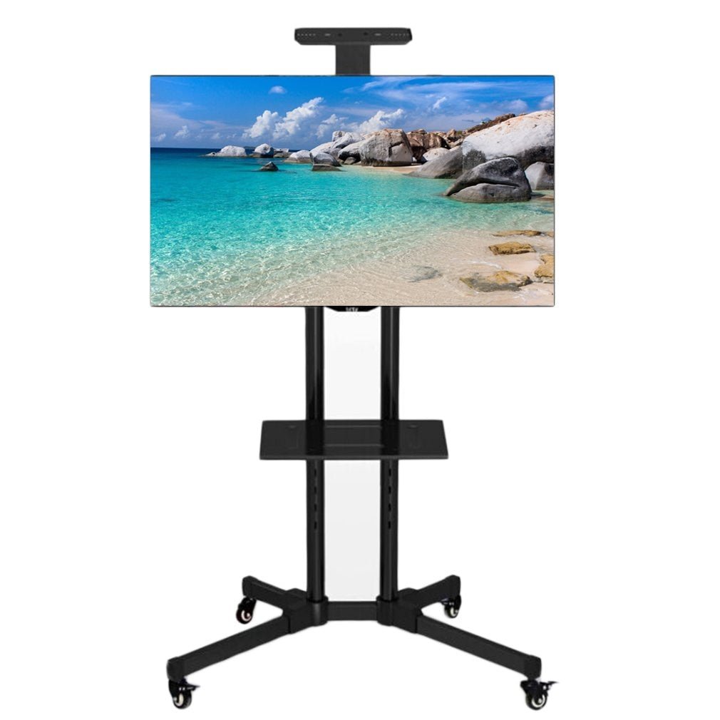 Premium Adjustable Universal Rolling Swivel TV Stand Cart image 0