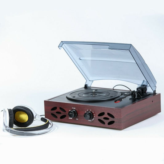 Portable Vintage Vinyl Record Turntable Player With Speakers image 0