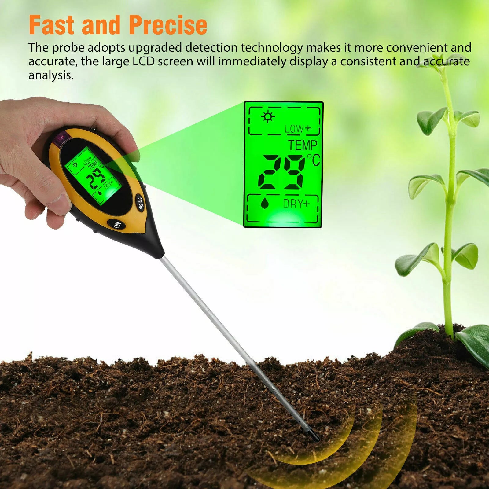 4 in 1 PH Tester Soil Water Moisture Light Test Meter for Garden Plant Seeding image 2