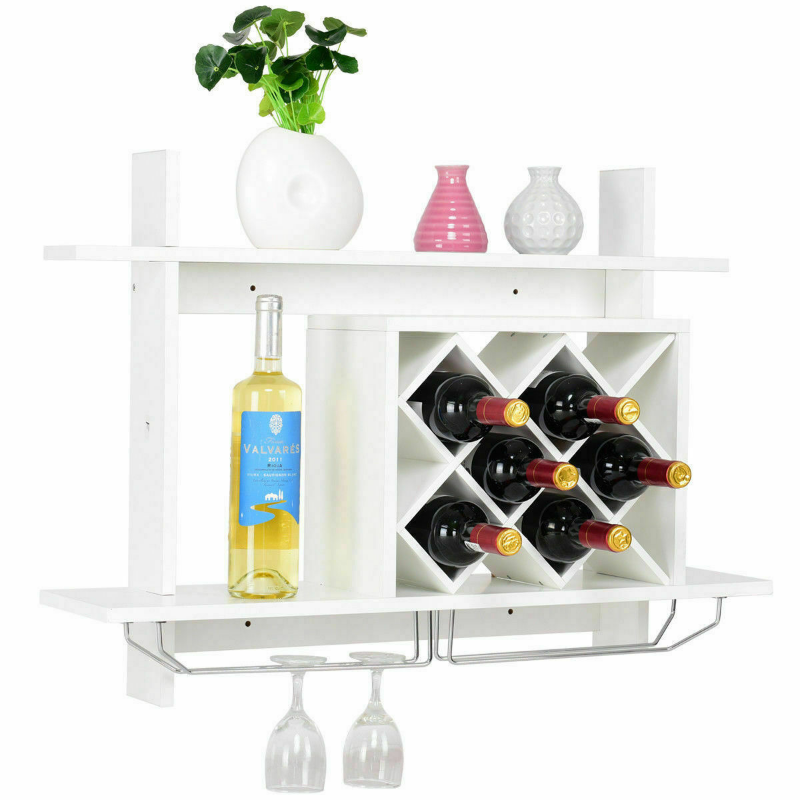 Premium Wooden Wall Mounted Wine Glass Holder Shelf Rack image 1