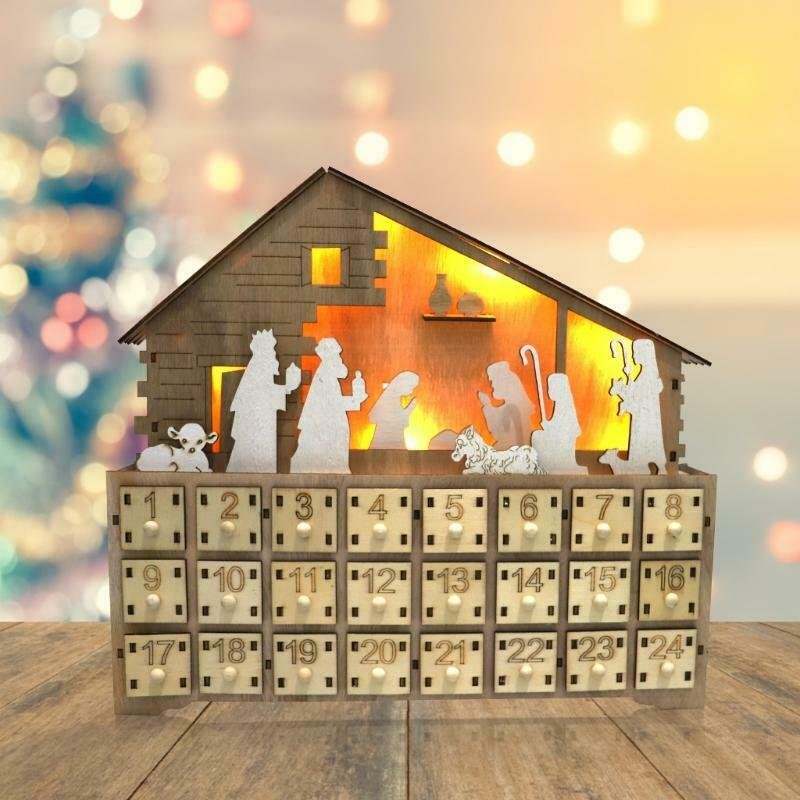 Traditional Wooden Reusable Christmas Nativity Advent Calendar image 3