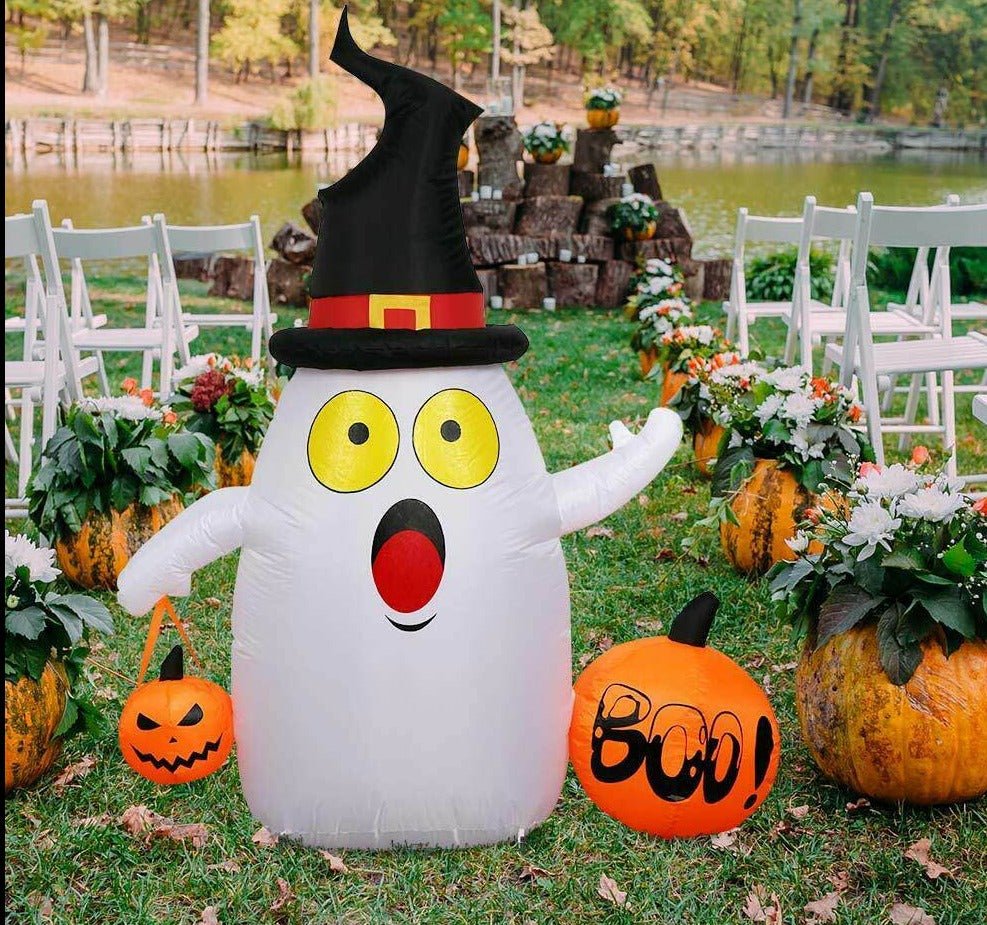 Halloween Outdoor Inflatable Blow Up Ghost With LED Lights 5 Ft image 1
