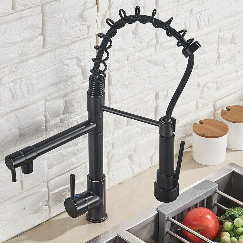 Matte Black Single Handle Pull Down Sprayer Kitchen Faucet with 360° Rotation Mixer Tap image 3