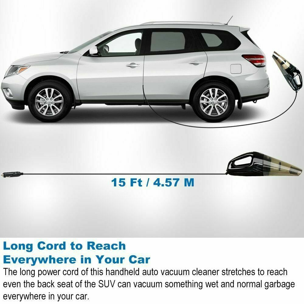 Portable 12V Car Vacuum Cleaner Handheld Duster Dirt Suction Dry & Wet image 5