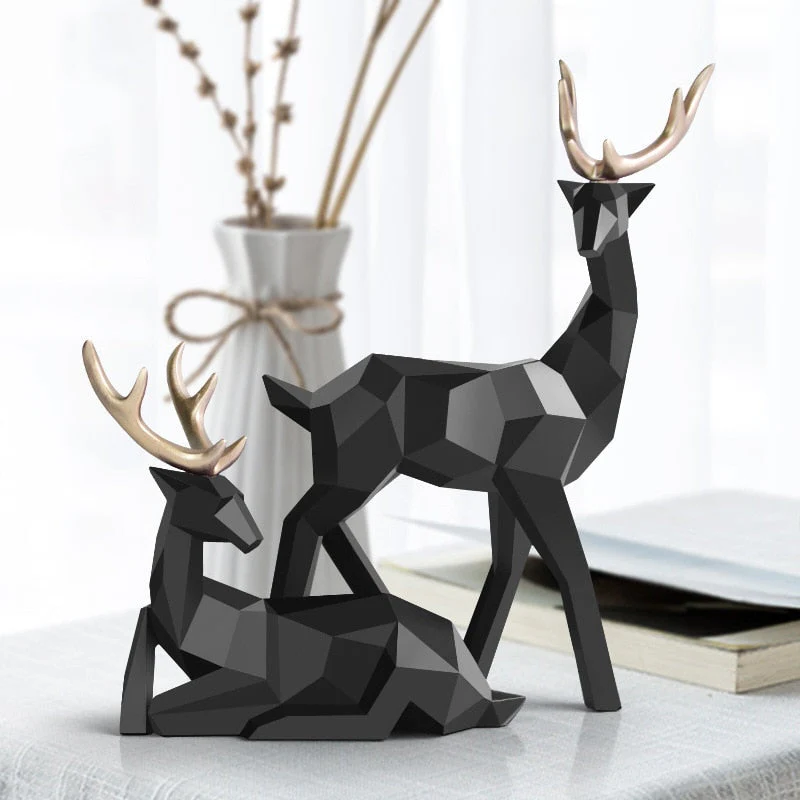 Stag Figures Sculpture - Black image