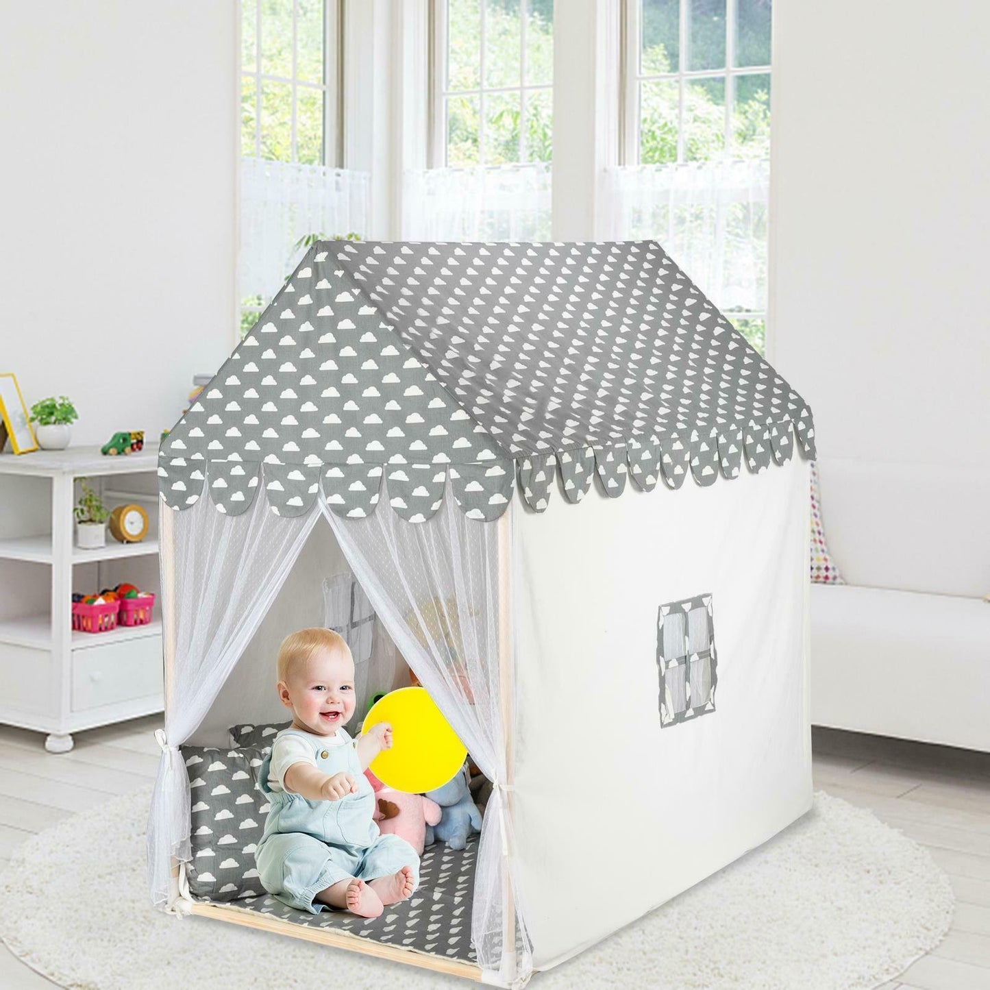 Kids Indoor Pop Up Spacious Castle Play Tent House image 2