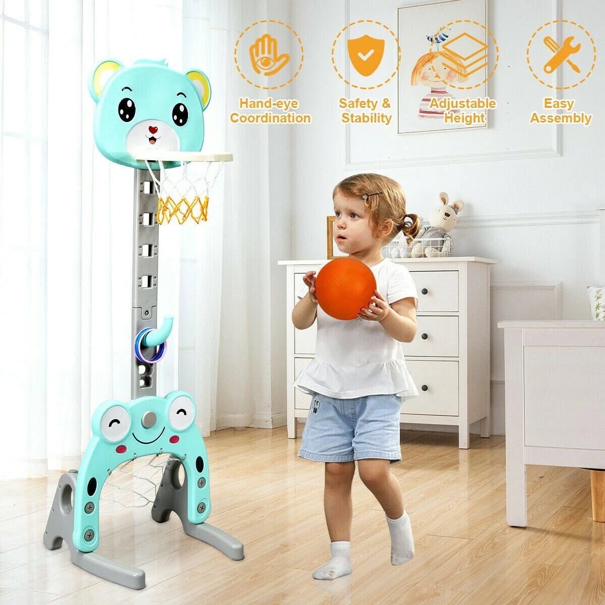 Kids 3 in 1 Indoor Basketball Hoop Goal image 4