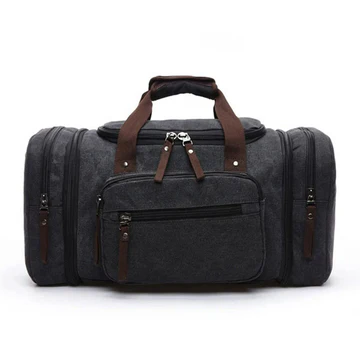 Large Capacity Canvas Travel Bag - black image