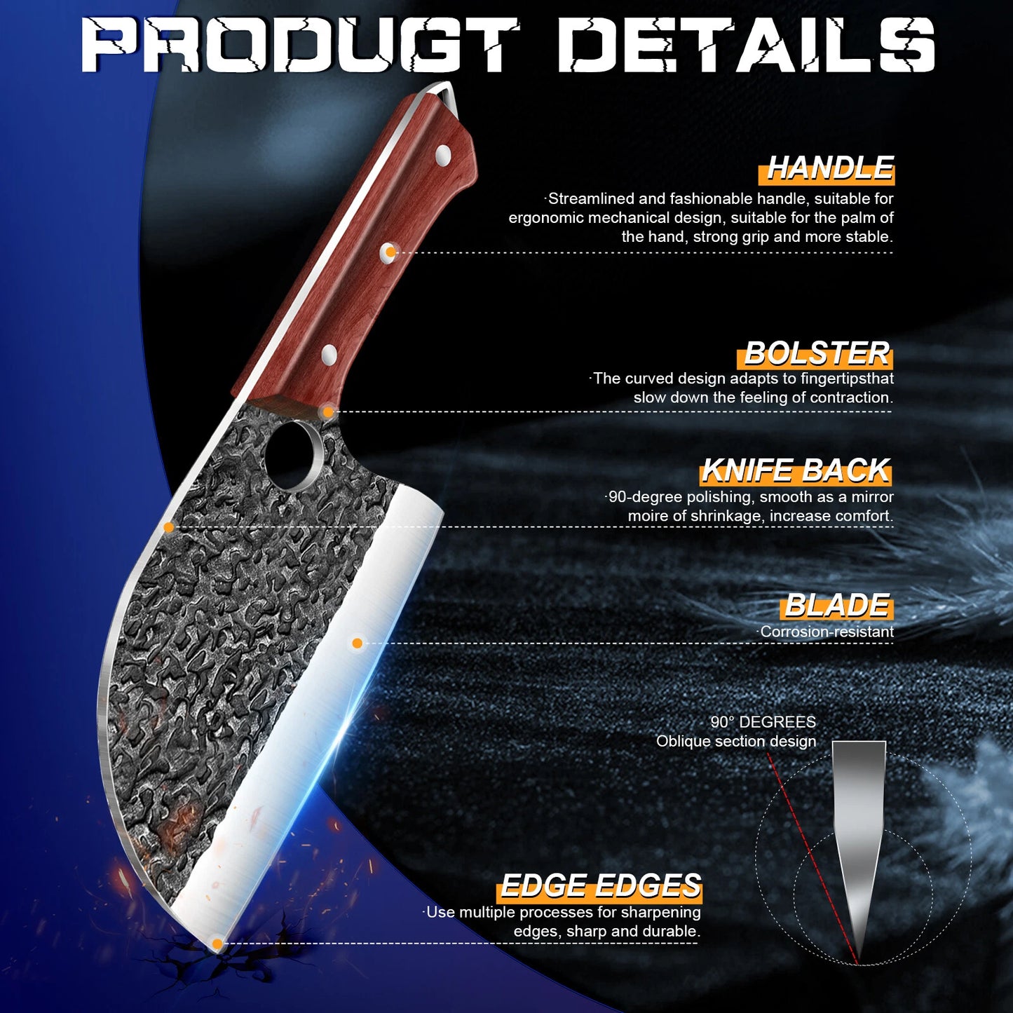 Hand Forged Serbian Meat & Vegetable Cleaver Knife image 5