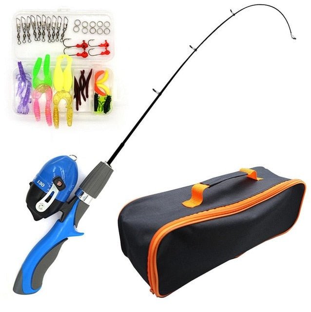 Kids Heavy Duty Telescopic Fishing Pole Kit - Blue image