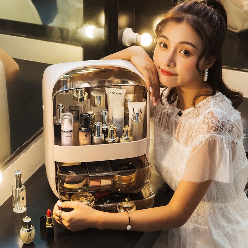 Portable Makeup Brush Drawer Organizer Box - Pink image