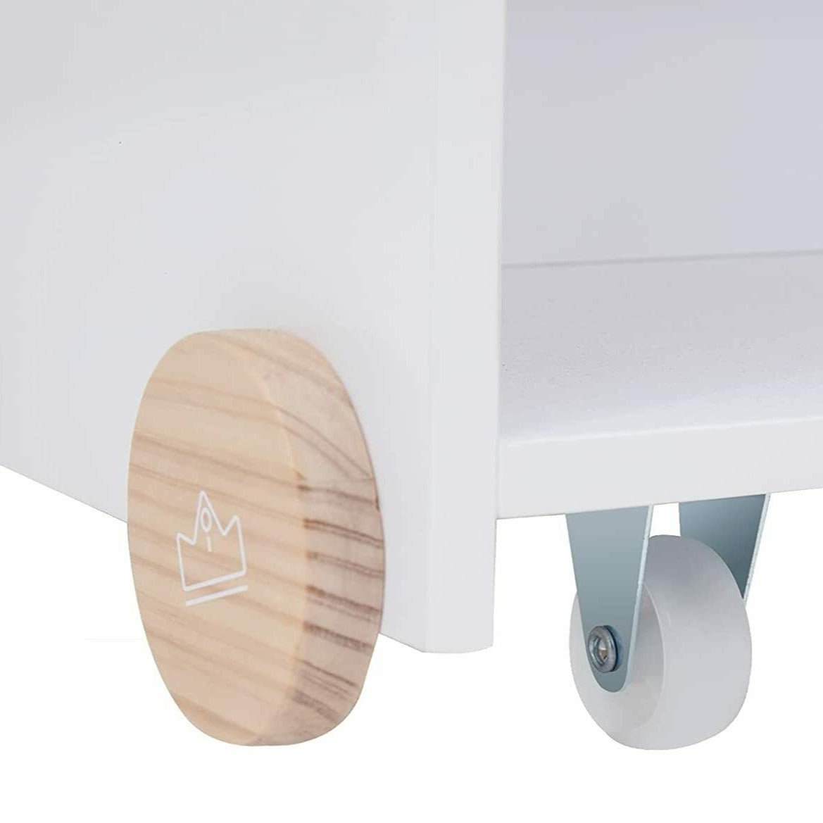 Large Kids Wooden Nursery Bookshelf Rack With Wheels image 2