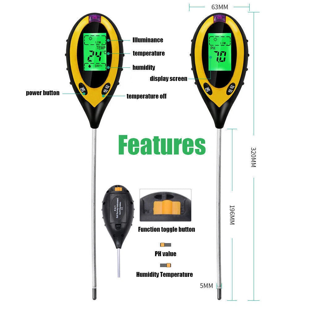 4 in 1 PH Tester Soil Water Moisture Light Test Meter for Garden Plant Seeding image 5