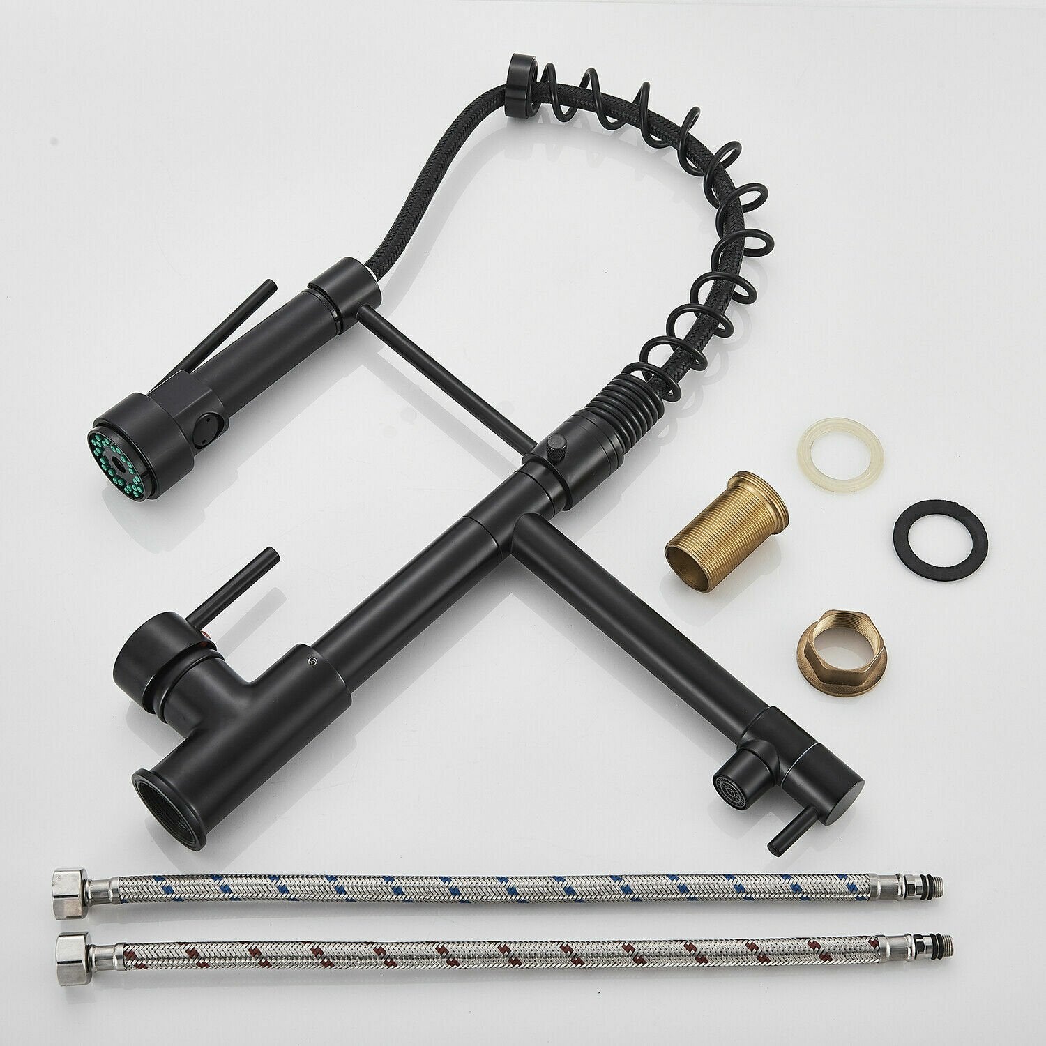 Matte Black Single Handle Pull Down Sprayer Kitchen Faucet with 360° Rotation Mixer Tap image 7