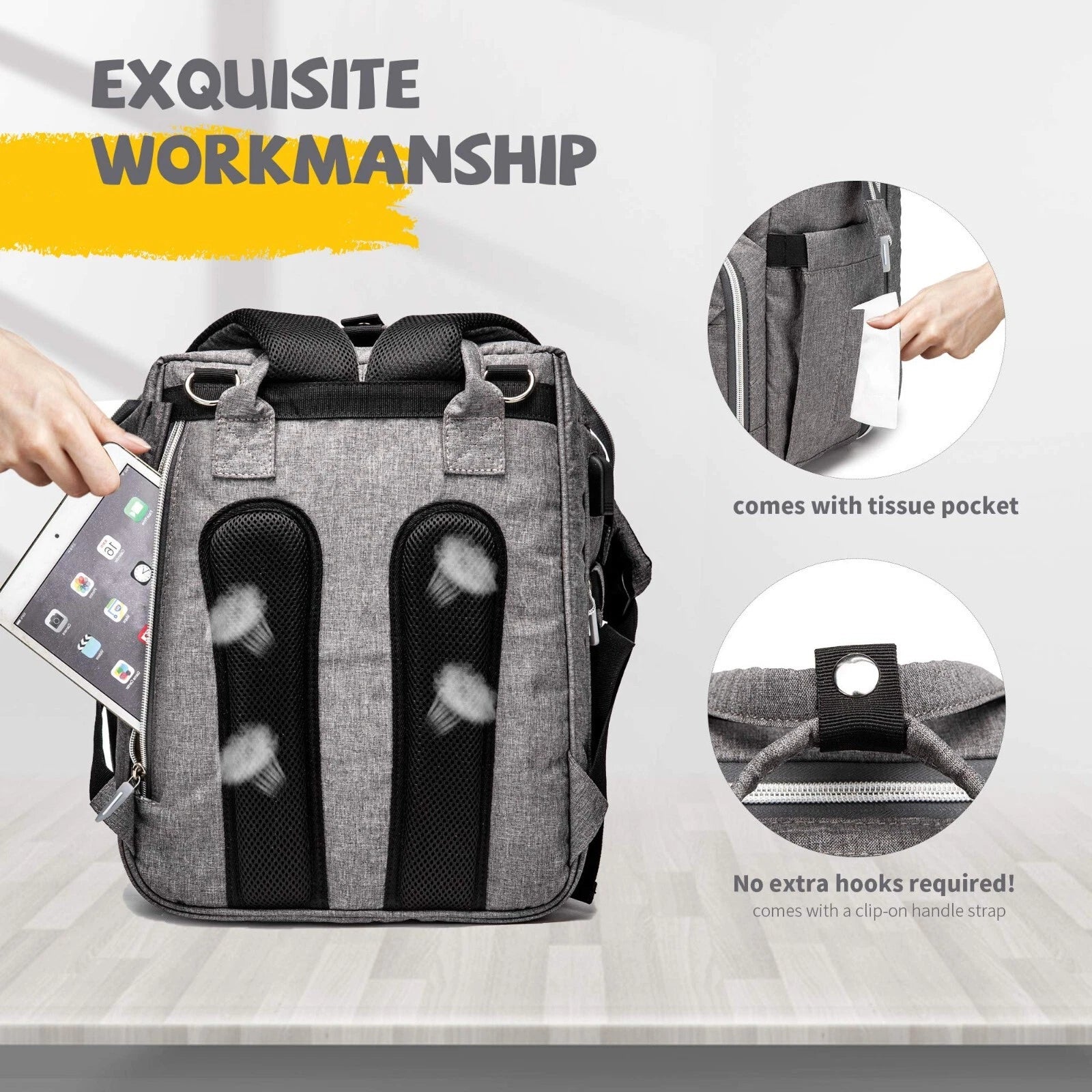 Portable 3 in 1 Travel Baby Crib Bed Diaper Bag image 2