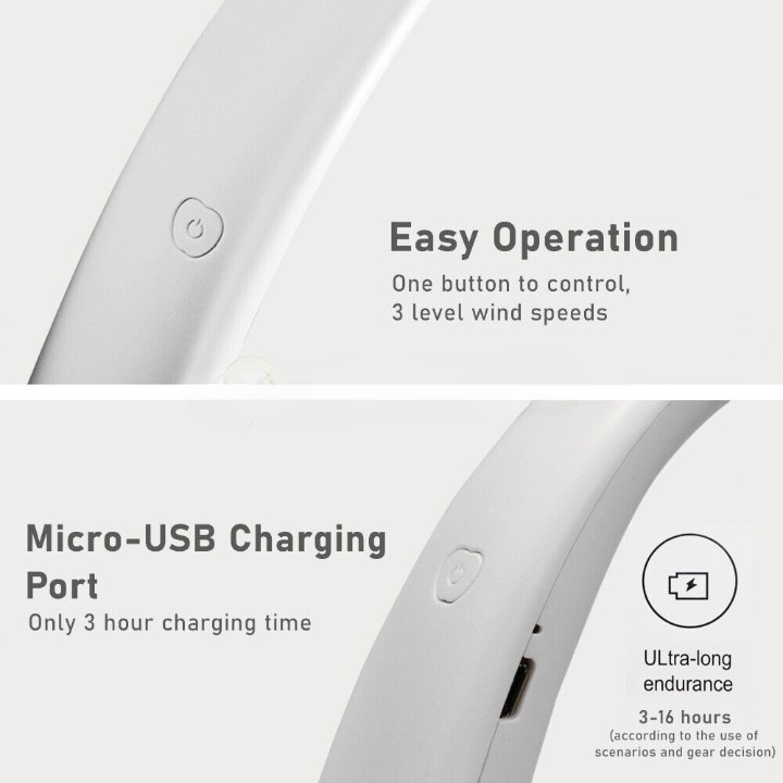 Portable USB Rechargeable Hanging Neck Fan image 2