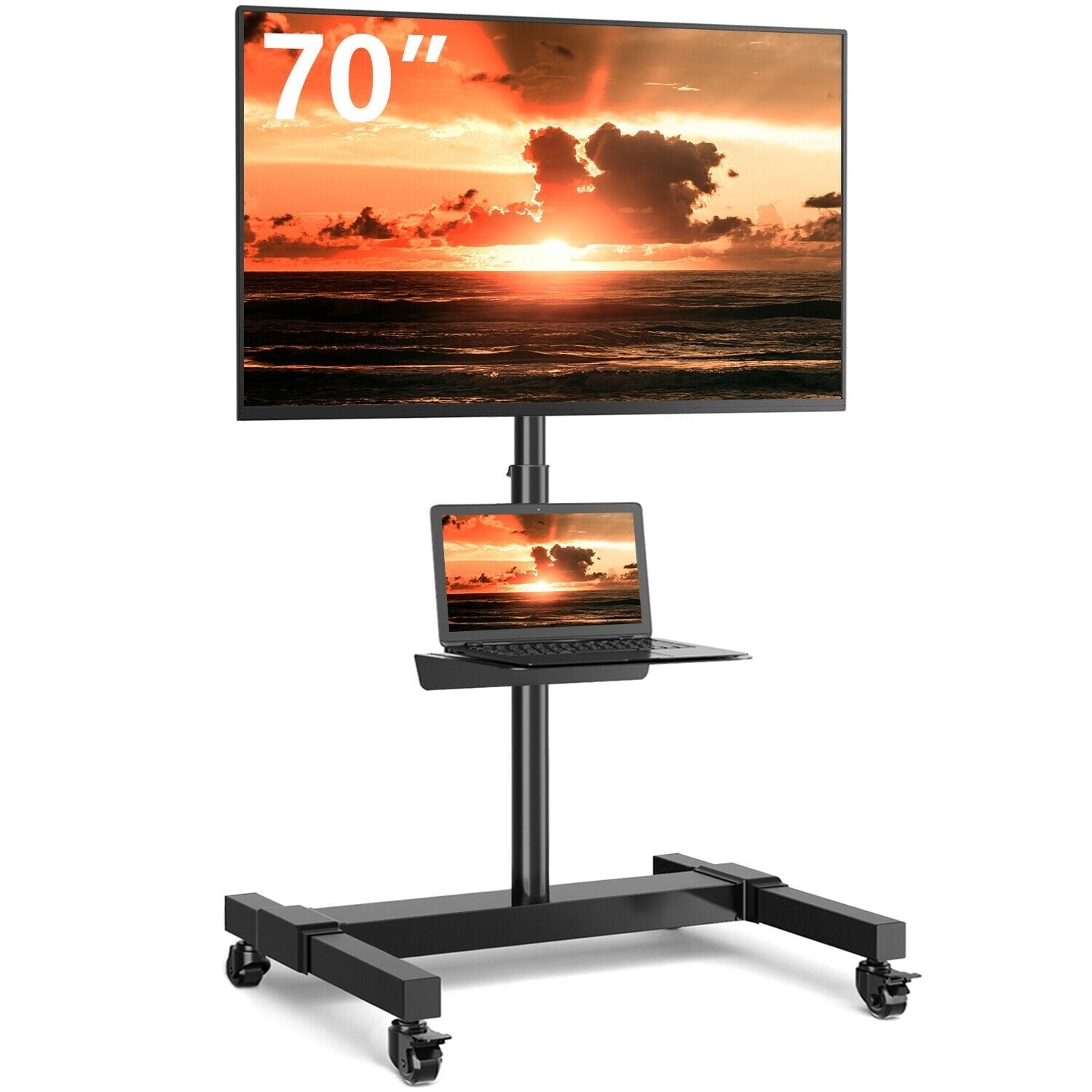 Portable Rolling Mobile TV Cart Stand On Wheels image 1