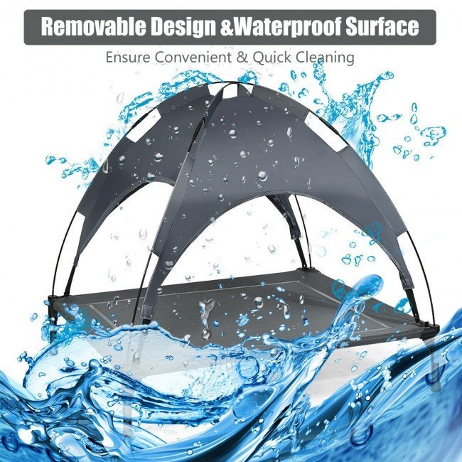 Portable Elevated Outdoor Pet Bed with Removable Canopy Shade image 5
