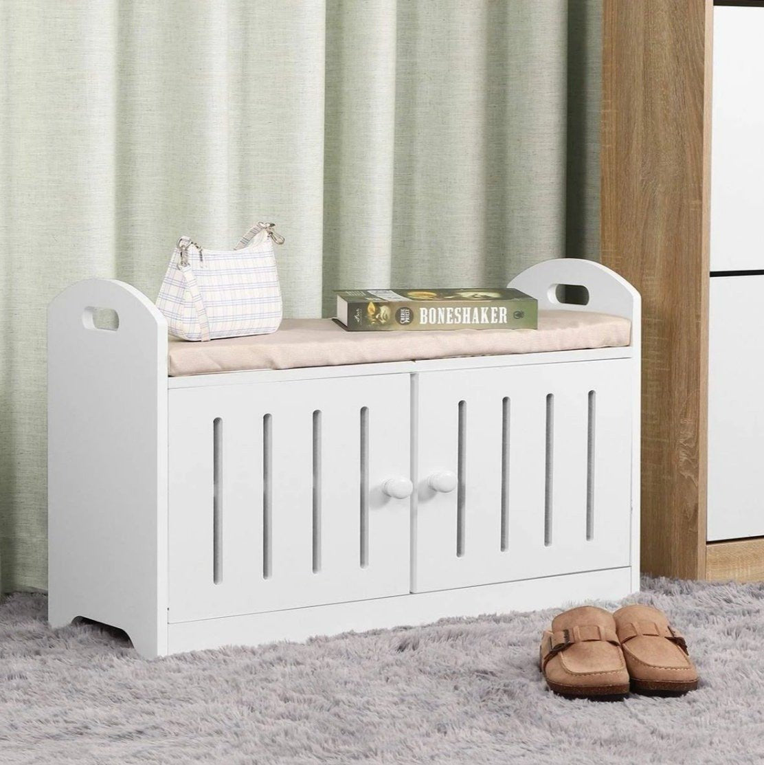 Large Entryway Shoe Shelf Storage Bench Organizer image 1