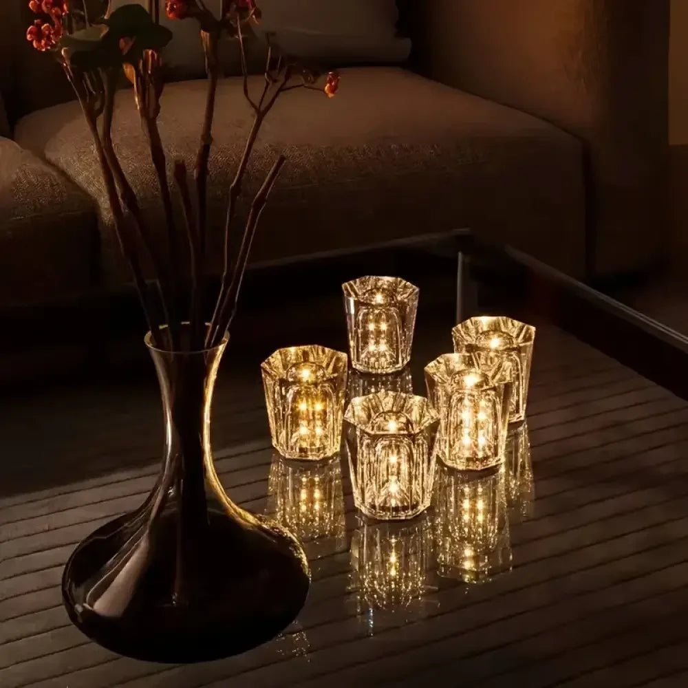 Crystal Diamond Night Light Rechargeable Table Lamp - Romantic Bedside Accent
