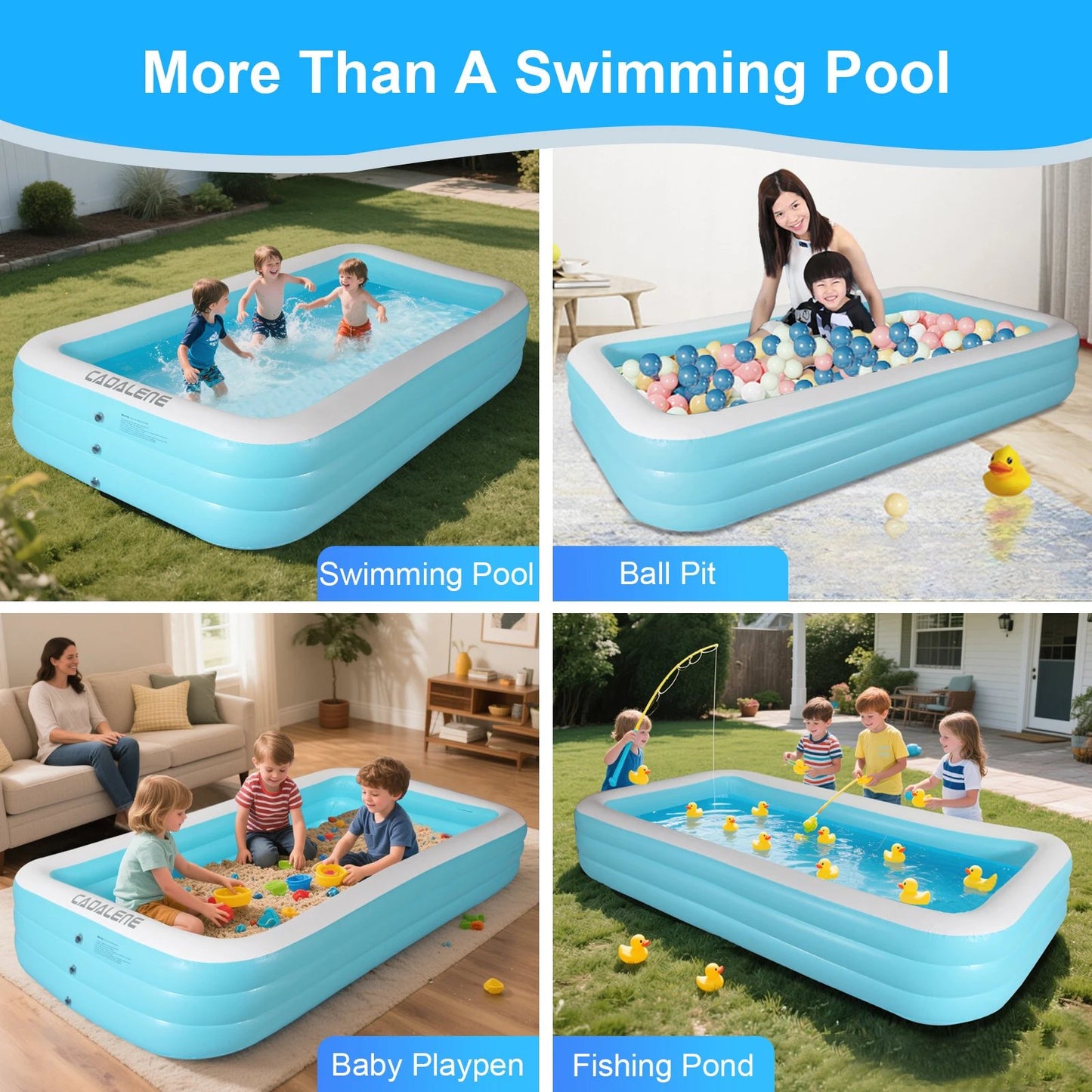 Large Kids Inflatable Blow Up Outdoor Swimming Pool image 6