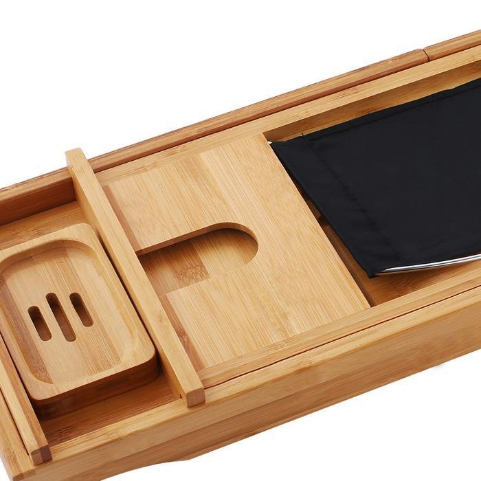 Large Spacious Bamboo Bathtub Caddy Tray image 8
