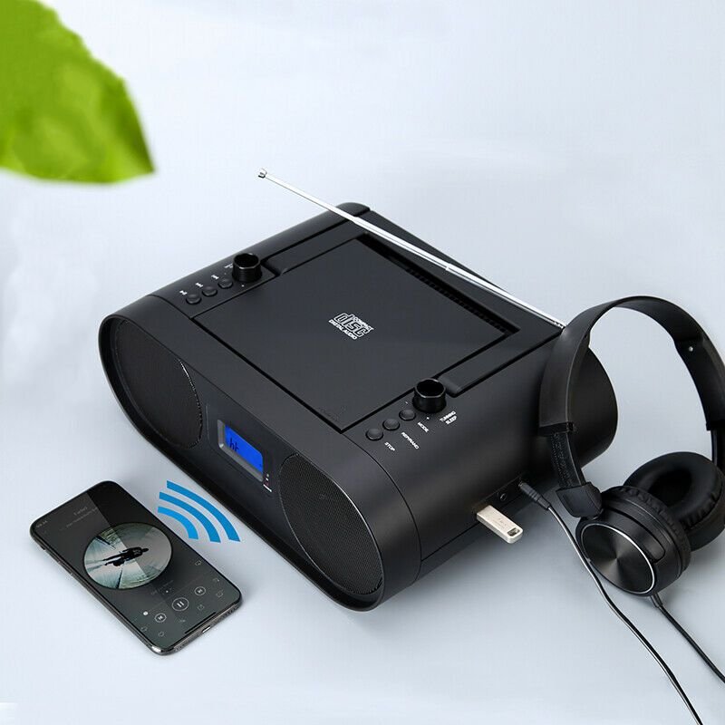 Portable Compact Bluetooth Vintage CD Boombox Radio Speaker image 2