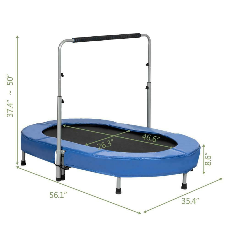 Small Foldable Fitness Workout Exercise Trampoline With Handlebar 56" image 3