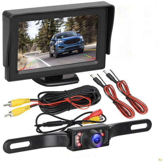 Car Rear View License Plate Backup Camera Kit With Monitor image 0