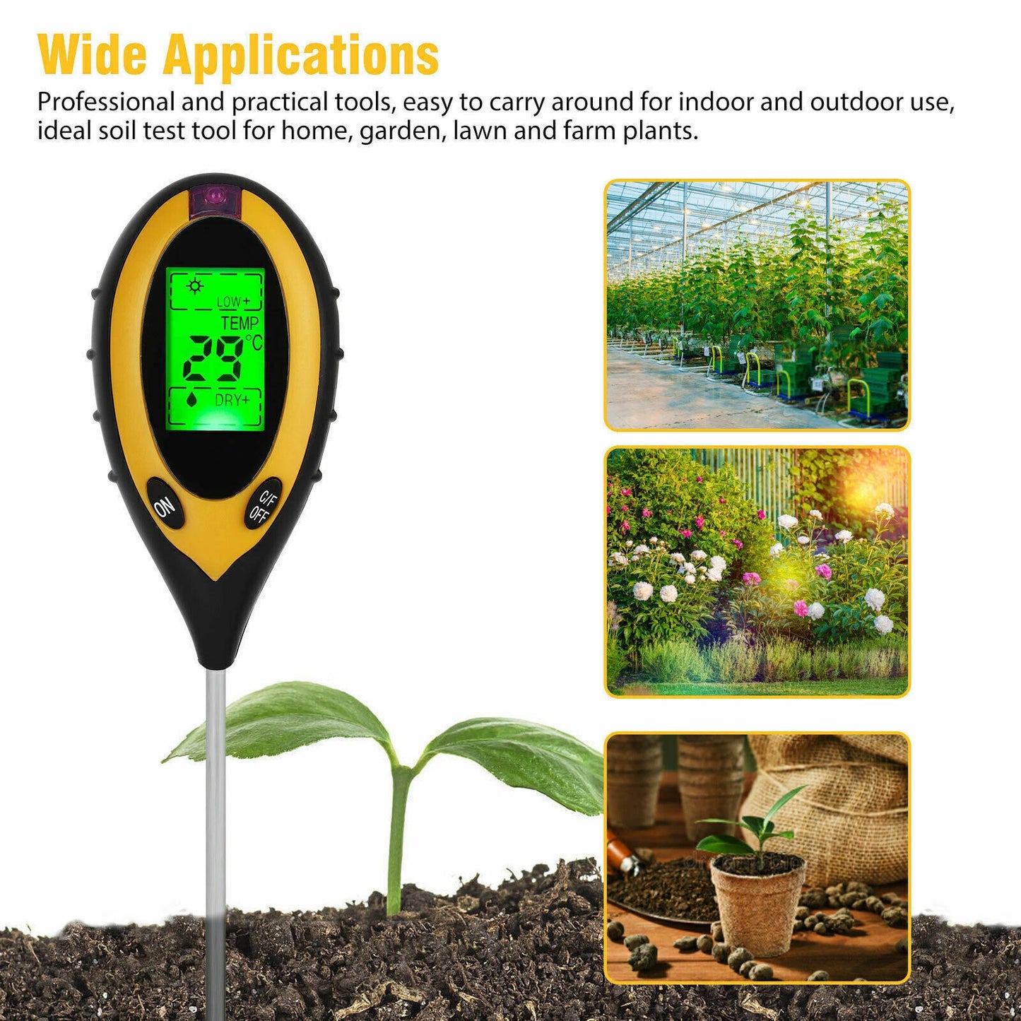 4 in 1 PH Tester Soil Water Moisture Light Test Meter for Garden Plant Seeding image 4