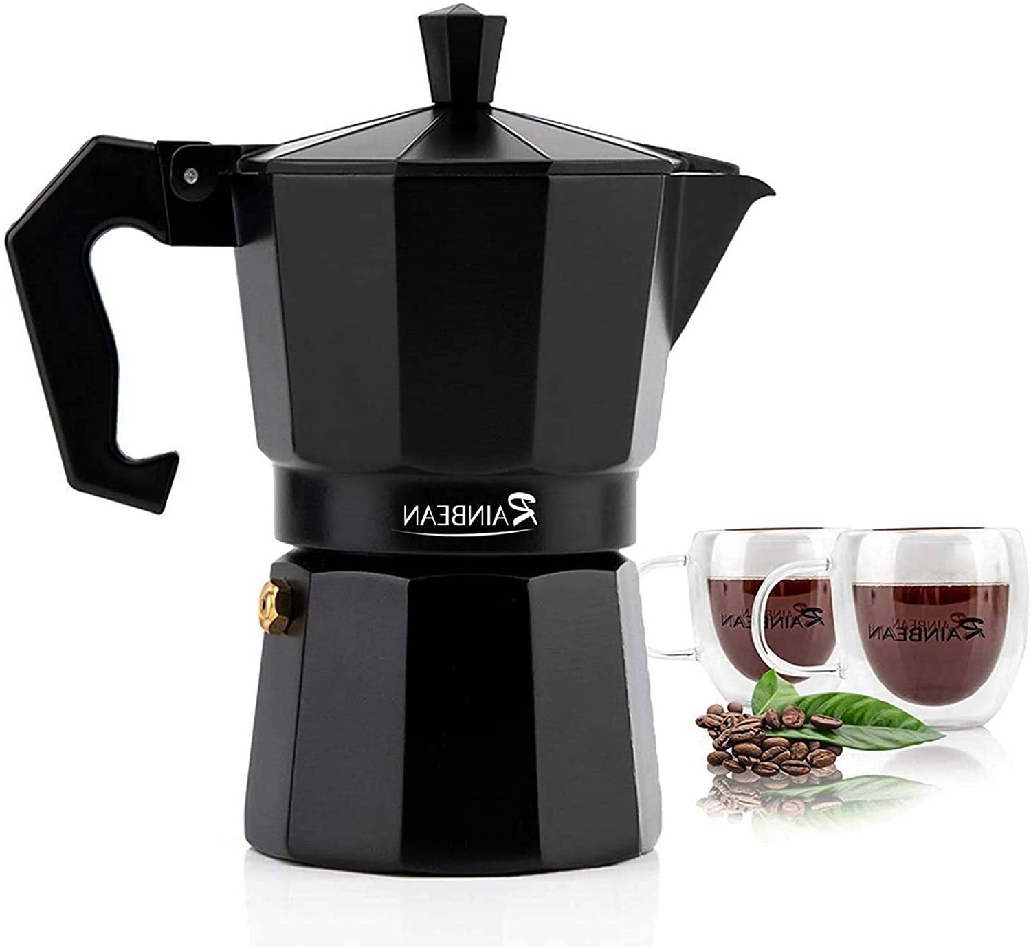 Aluminum Stovetop Moka Coffee Maker Espresso Pot - Black 150ml image