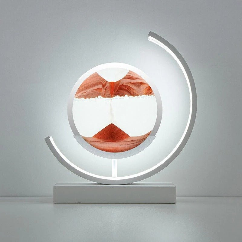 3D Hourglass LED Lamp, Mesmerizing Sand Art for Home Decor - White Moon - Red image