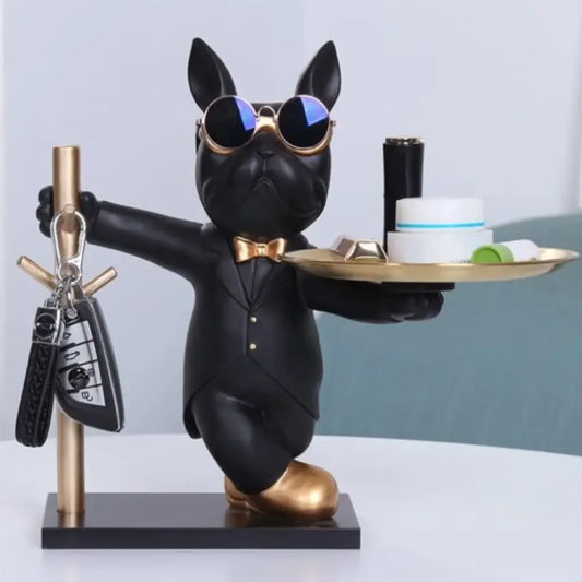 Decorative Statue French Bulldog Storage Figurine Key Holder