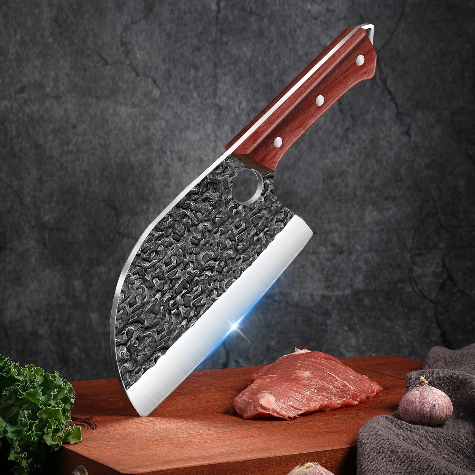 Hand Forged Serbian Meat & Vegetable Cleaver Knife image 0