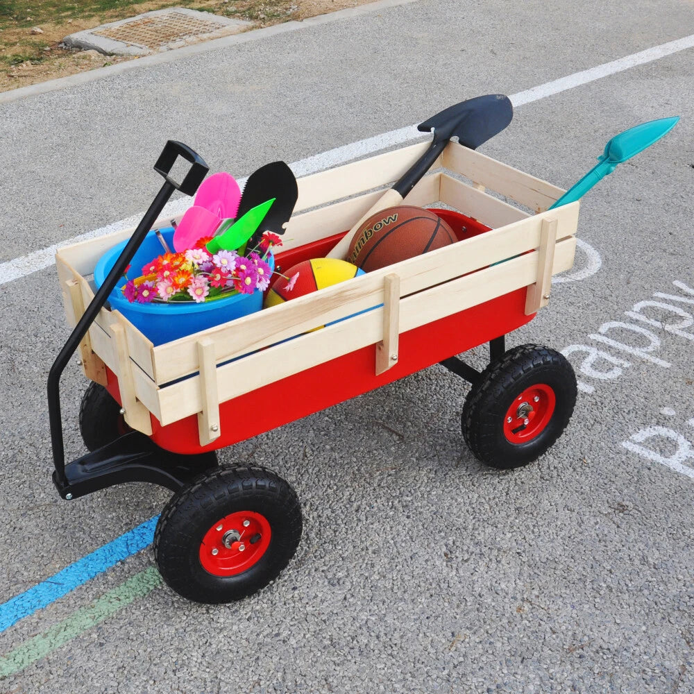 Heavy Duty Outdoor Foldable Kids Red Wagon image 3