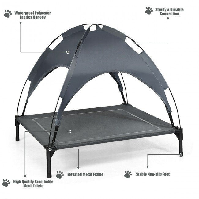 Portable Elevated Outdoor Pet Bed with Removable Canopy Shade image 6