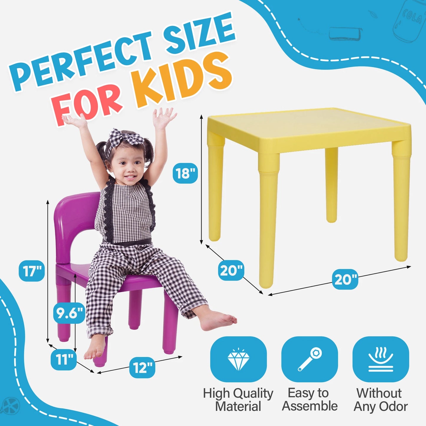 Colorful Kids Activity Learning Play Table And Chairs Set image 5