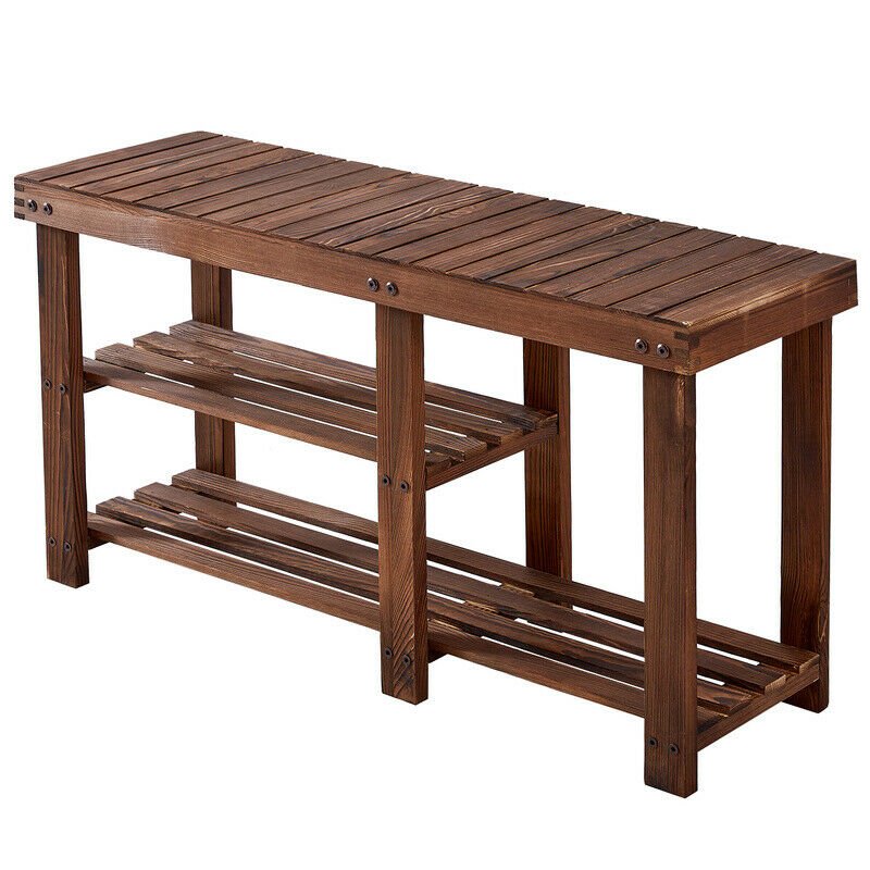 Large Spacious Entryway Shoe Organizer Storage Bench Rack image 1