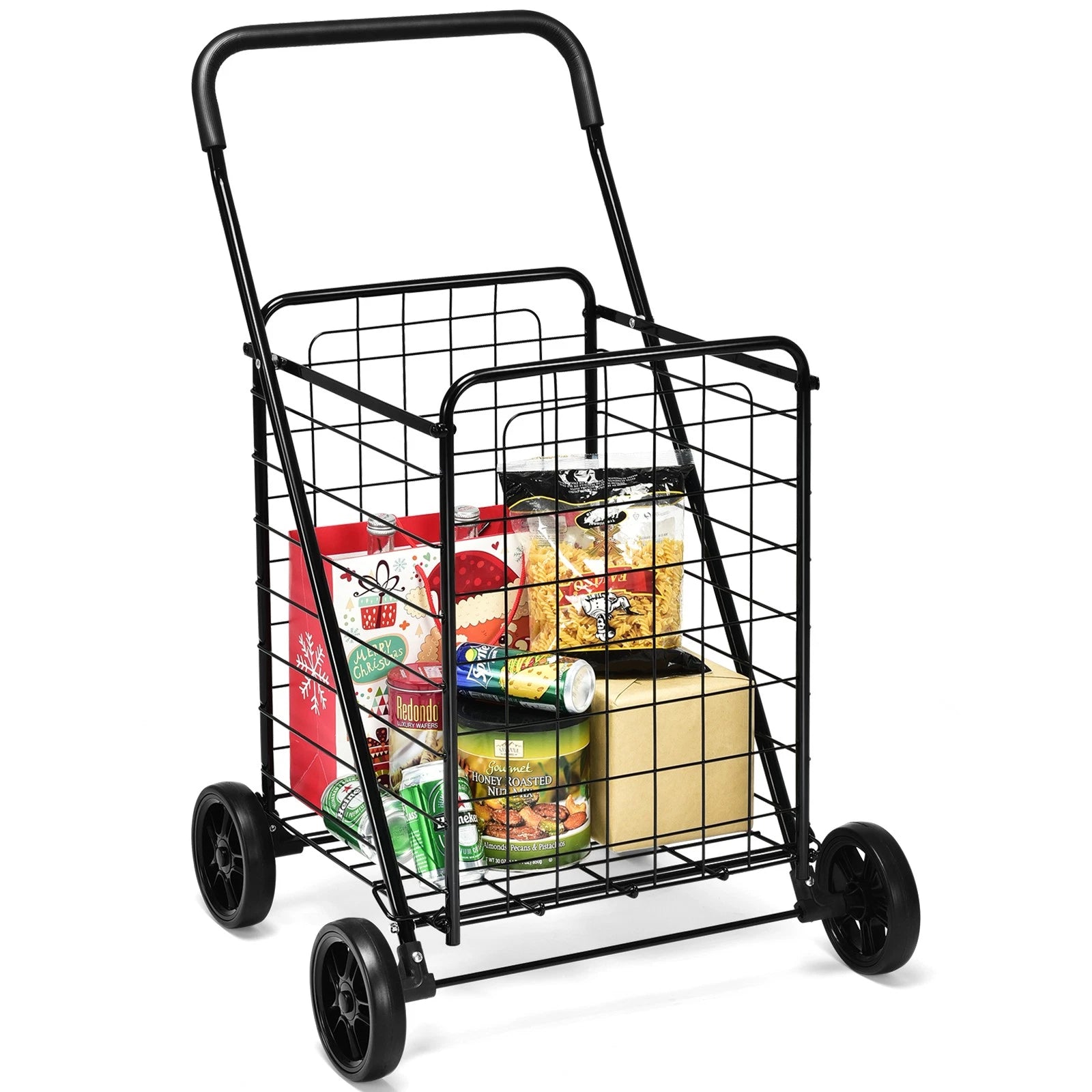 Portable Folding Personal Grocery Shopping Cart With Wheels image 4