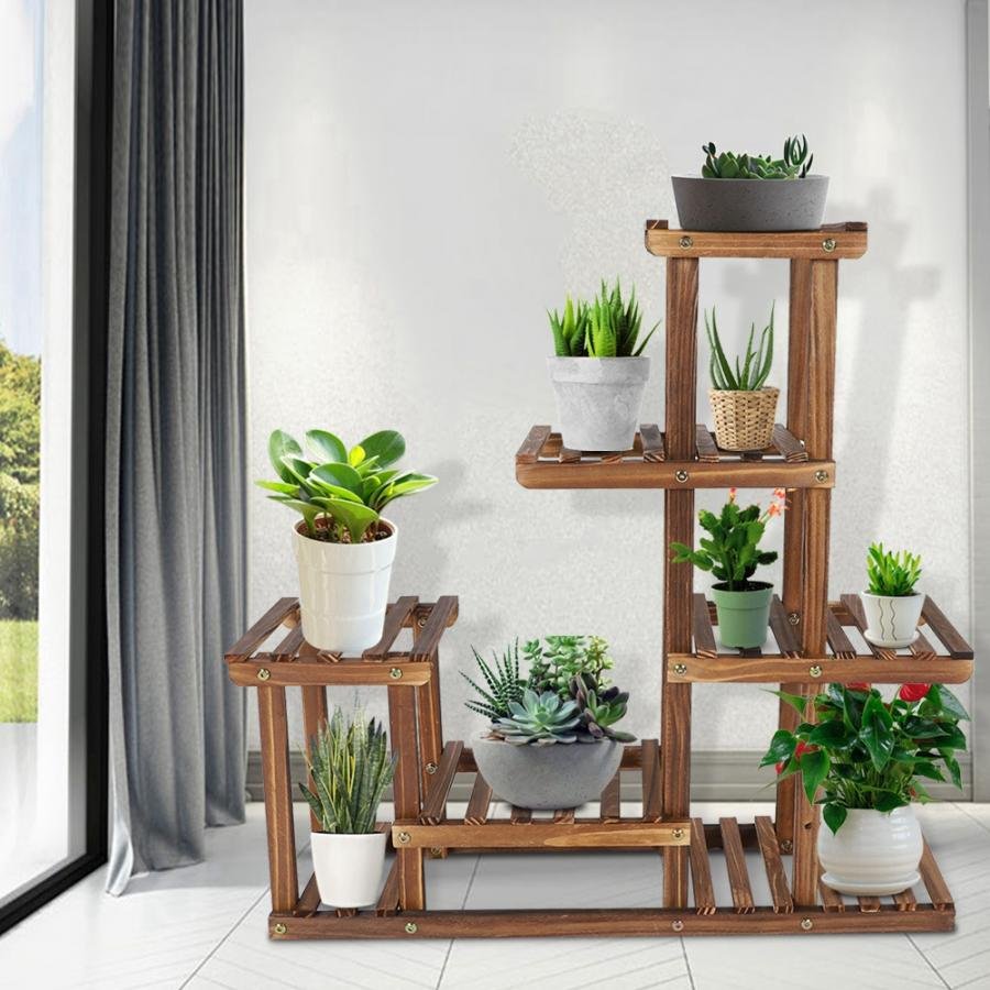 Large Multi Tiered Indoor Wooden Plant Stand image 1