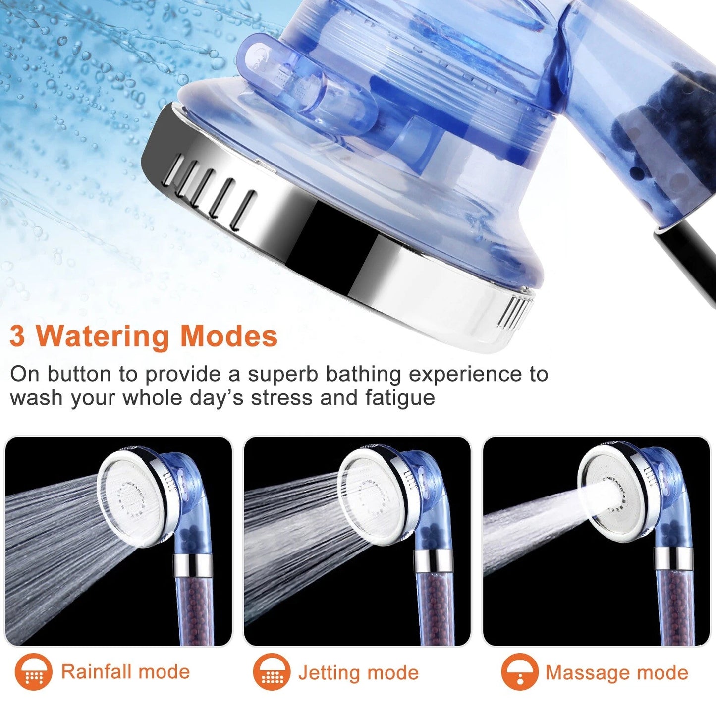 Handheld High Pressure Shower Head Water Filtering Massage Shower image 6