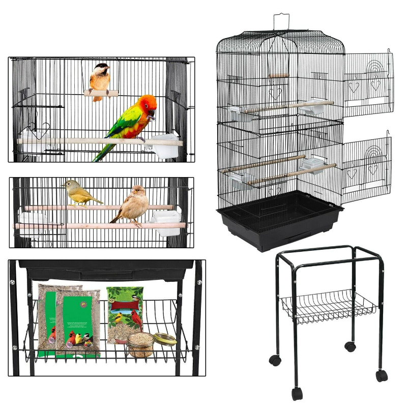 Portable Large Big Bird Cage With Wheels 59" image 5