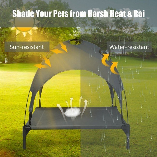 Portable Elevated Outdoor Pet Bed with Removable Canopy Shade image 10